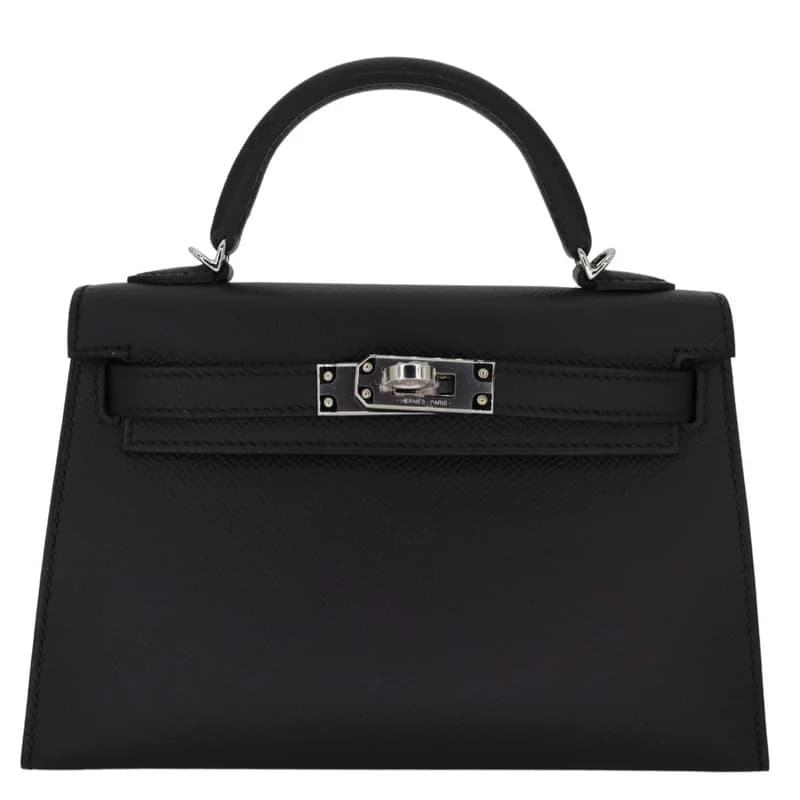 Mini Kelly 20 Noir Epsom PHW 