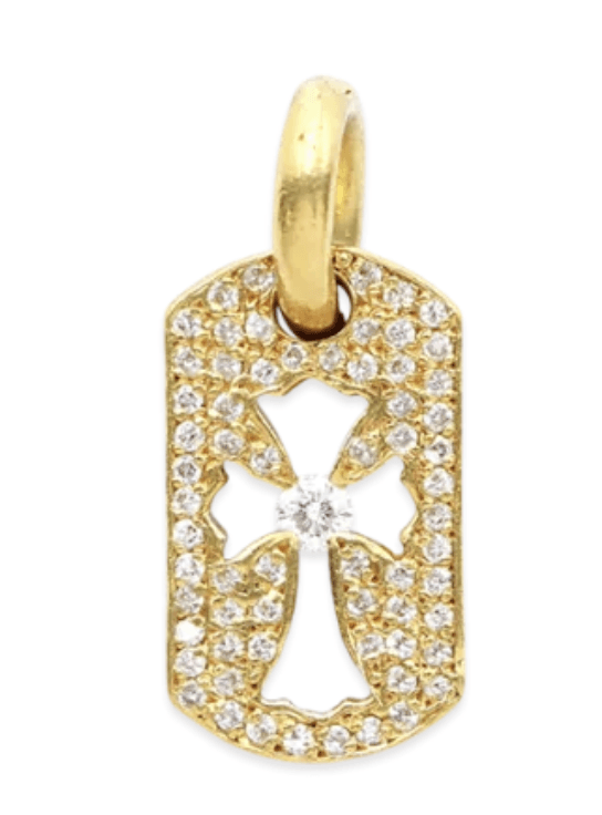 Chrome Hearts 22K Hollow-Out Fully-Paved Military-Style Pendant