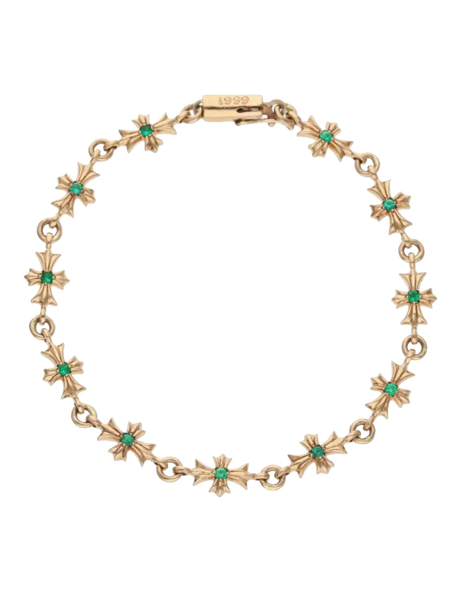 Chrome Hearts 22K Green Diamond Tiny E Cross Pendant Bracelet